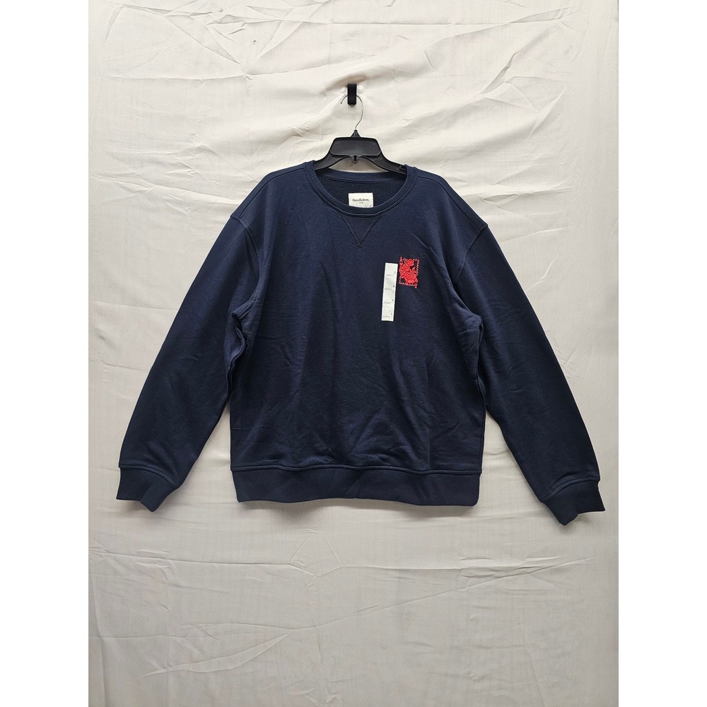 Goodfellow & Co Mens Floral French Terry Sweatshirt Navy Cotton Size Large
